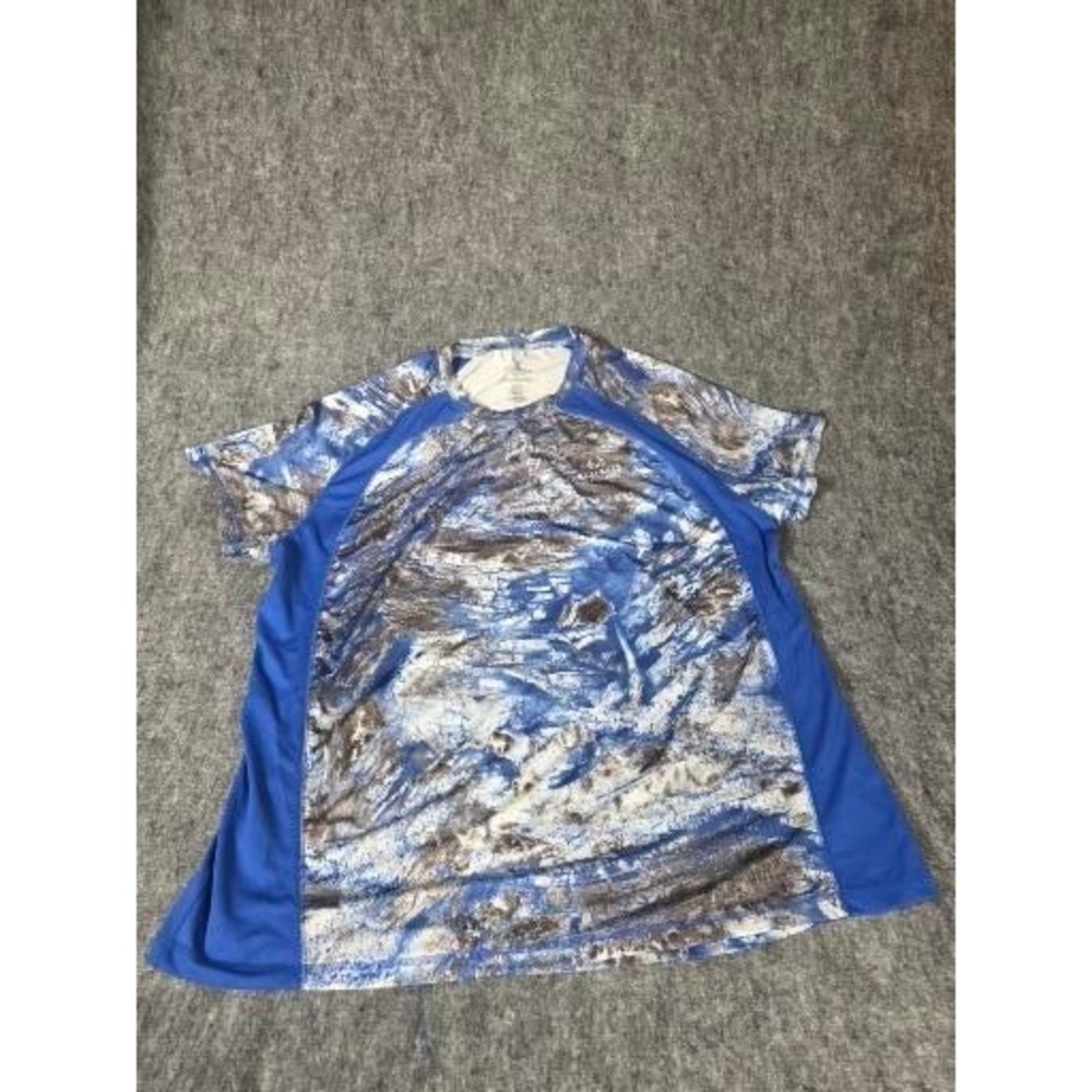 Realtree Fishing Mens 3XL Blue Grey Camo Short Sleeve Performance Shirt